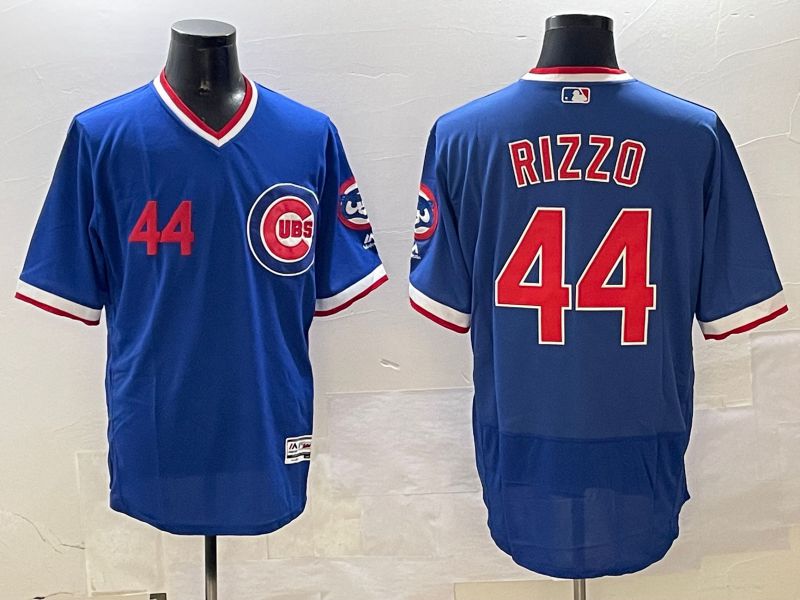 Men Chicago Cubs #44 Rizzo Blue Throwback Elite 2025 Nike MLB Jersey style 5